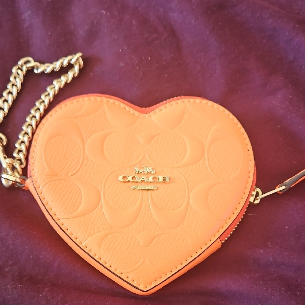 Coach Orange Heart-Shaped Crossbody Bag